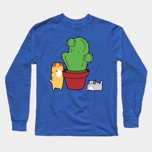 Cactus and Tabby Cats Long Sleeve T-Shirt